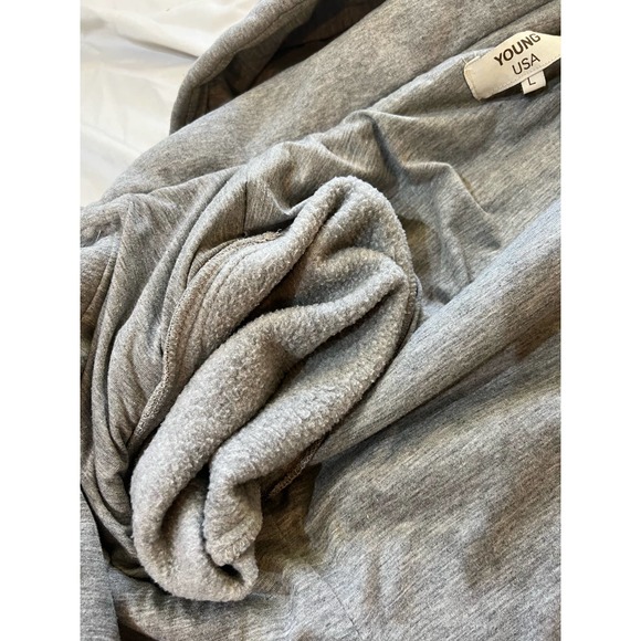 Vintage Young USA Button Up Gray Sweatshirt Coat Detachable Hood size Large - Picture 5 of 15